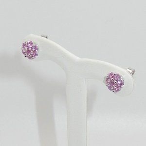 Pink Sapphire (1.25 ct. t.w.) Floral Cluster Stud Earrings In Sterling Silver